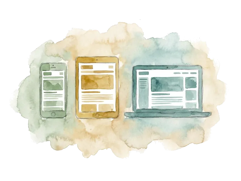 Smartphone, Tablet und Laptop nebeneinander