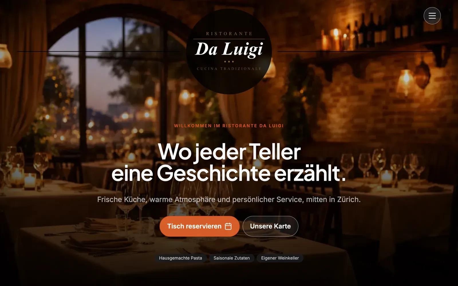 Beispiel-Website für einen Gastronomiebetrieb: die Webeo Gastronomie-Demo