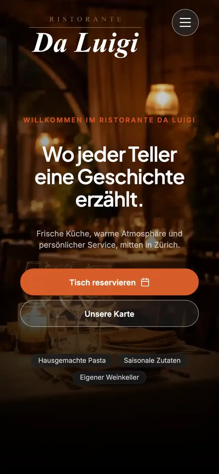 Beispiel-Website für einen Gastronomiebetrieb: die Webeo Gastronomie-Demo
