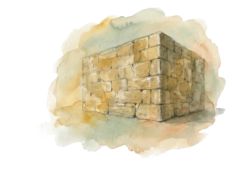 Massiver fugenloser Steinblock: eine Form, ohne Türen oder Öffnungen