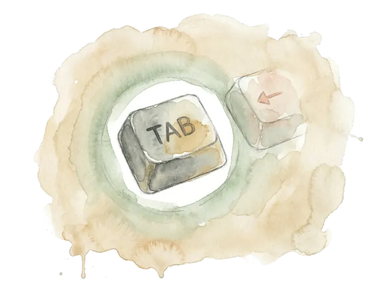 Tab-Taste mit leuchtendem Fokusring