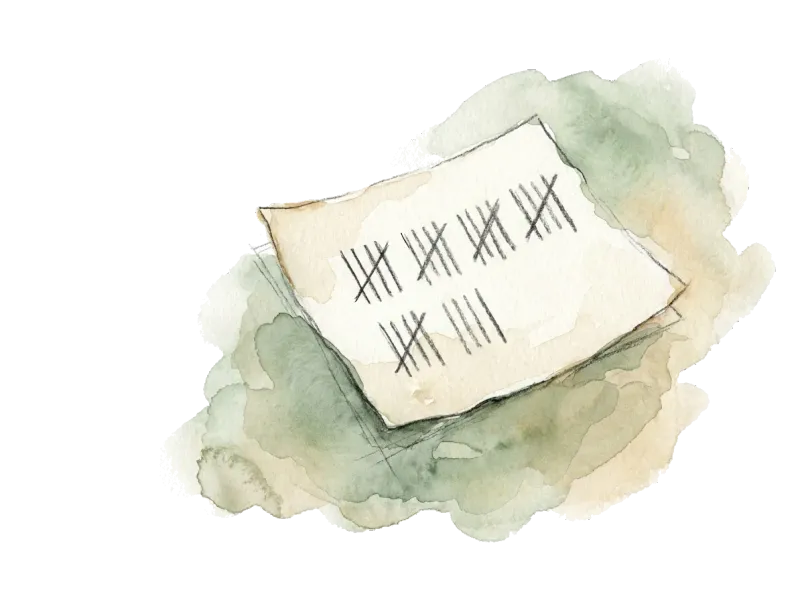 Papier mit handgezeichneter Strichliste