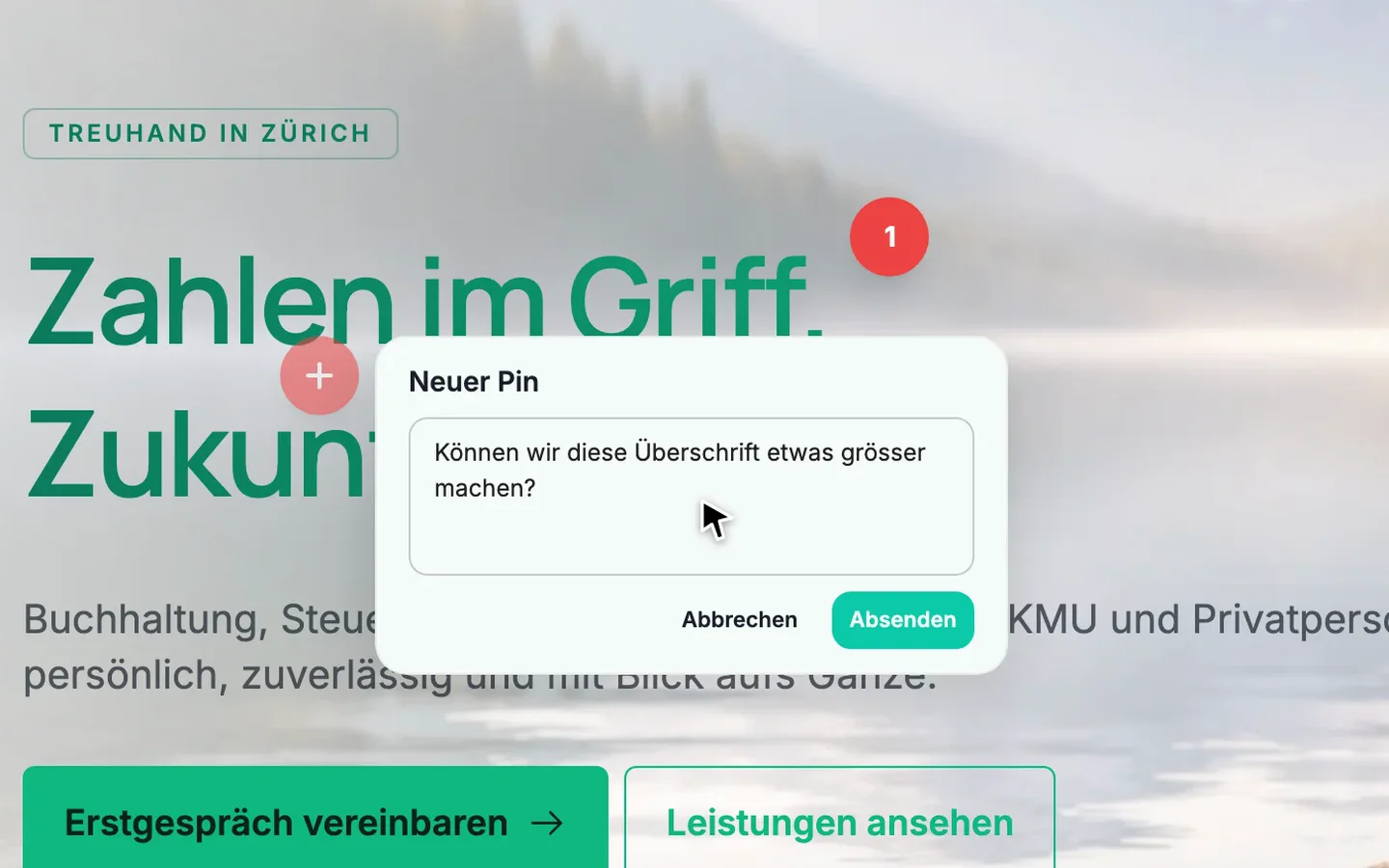 Webeo Pin-Review: Element anklicken, kommentieren, freigeben
